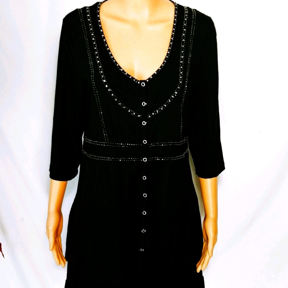 BCBGMAXAZRIA Black Beaded Top